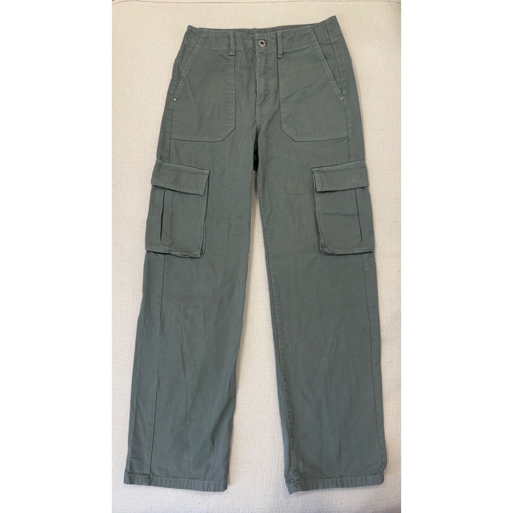 Pull&Bear Cargo Pants Womens 4 Green Utility Straight Leg Multi Pocket Excellent